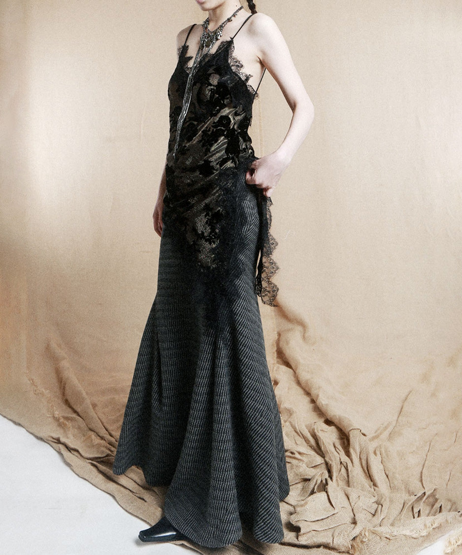 Rib Drape Flare Skirt