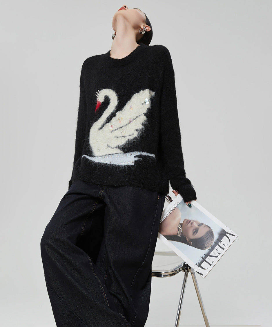 Crystal Swan Knit Top