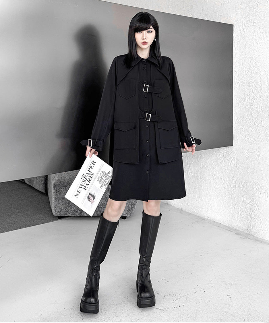 Buckle Layer Shirt Dress