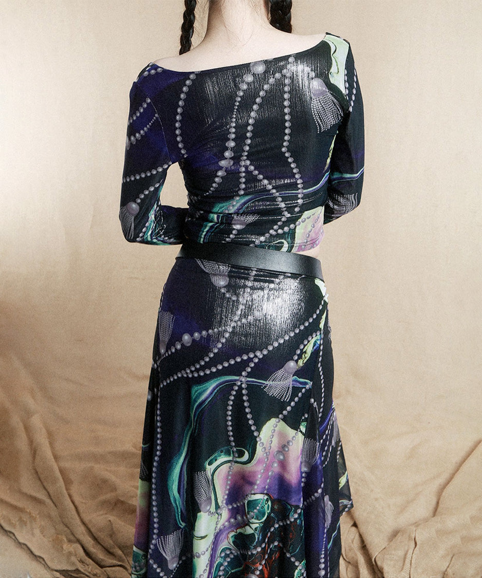 Galaxy Mesh Top＆Skirt Co-ord