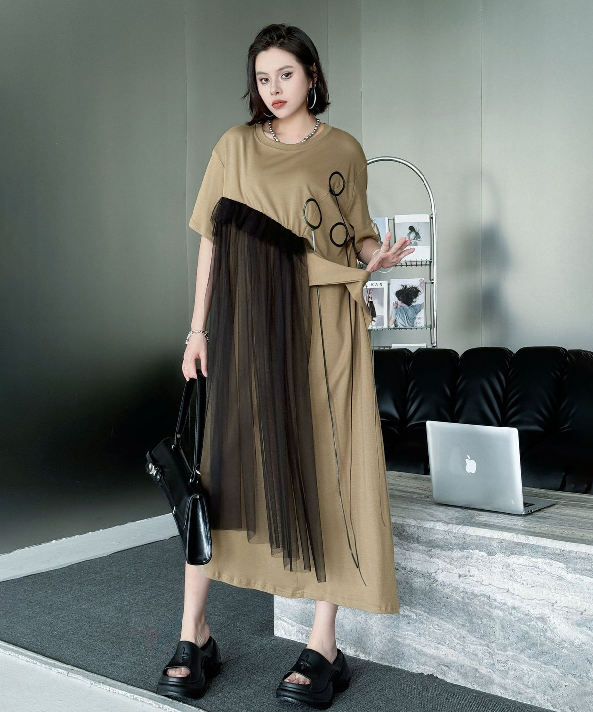 Tulle Layered Cut Dress