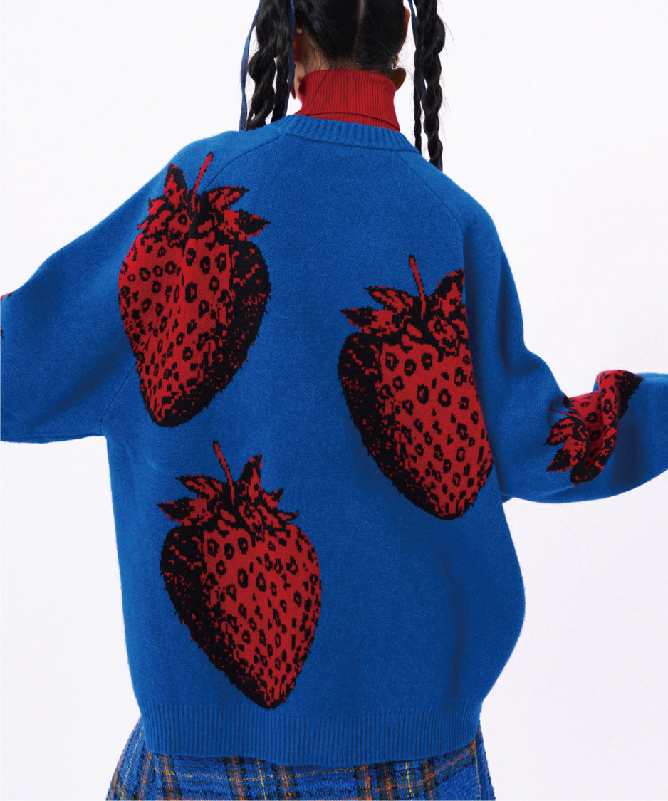 Strawberry Graphic Knit Sweater