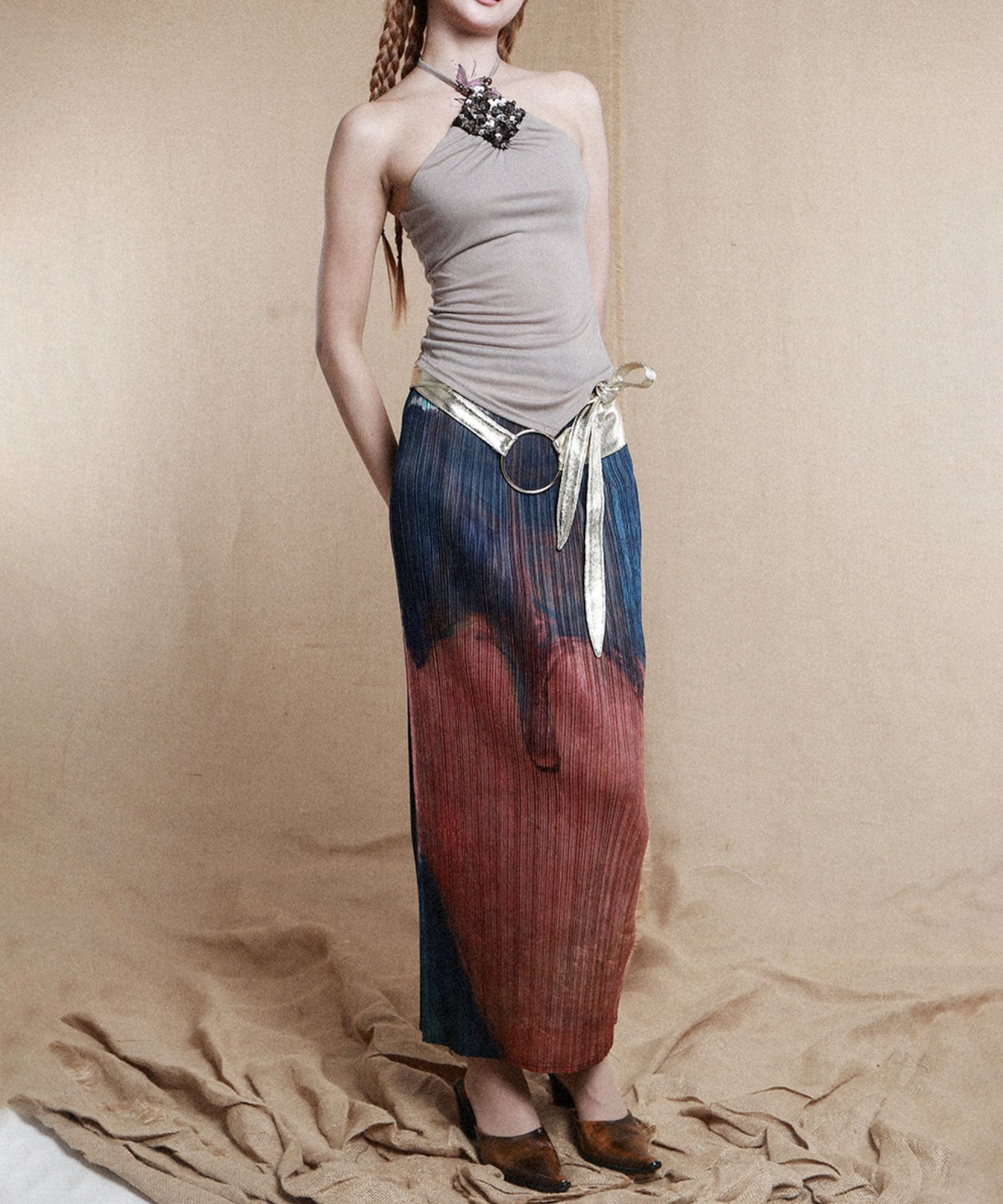 Pleated Art  Skirt