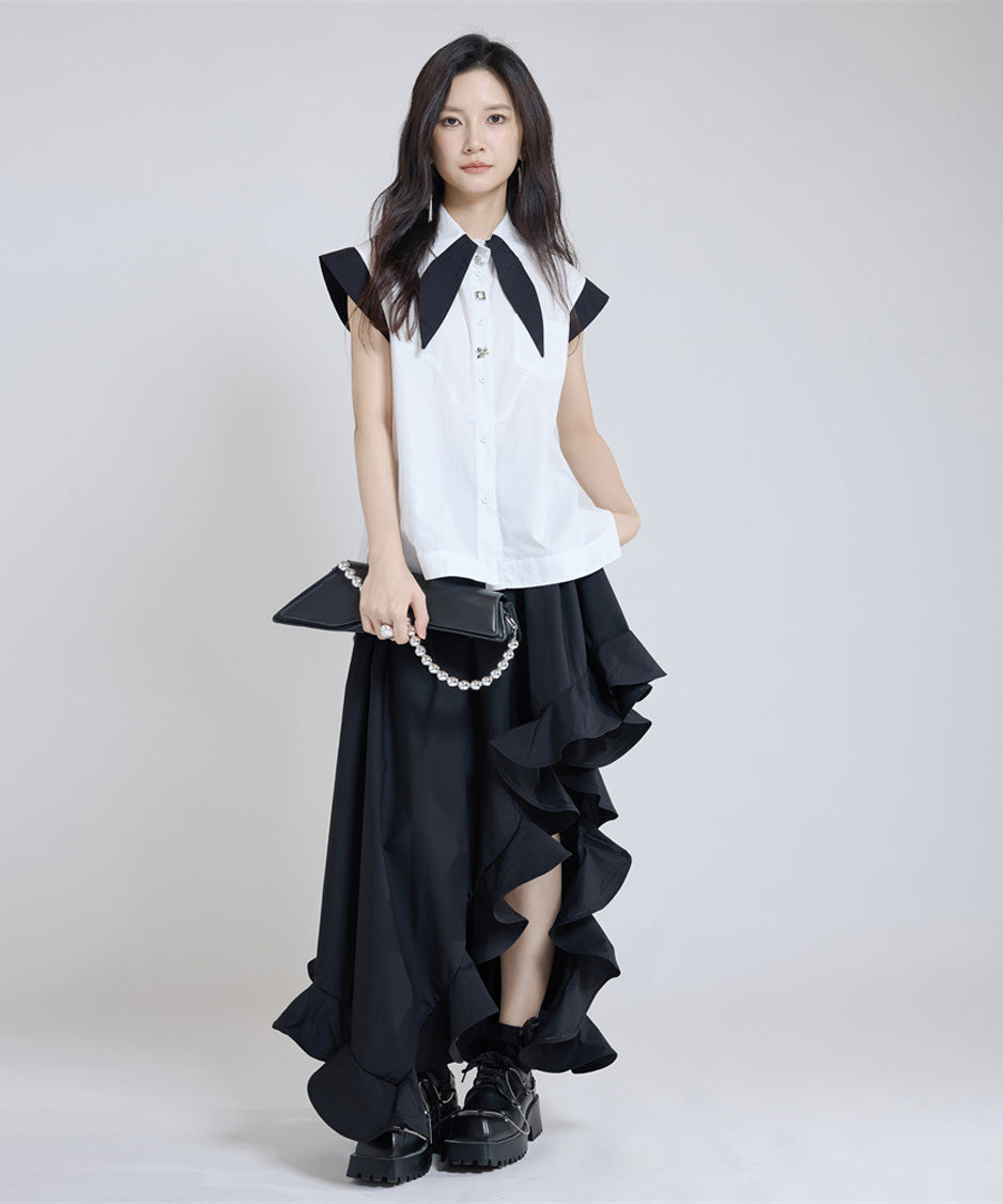 Contrast Collar Blouse