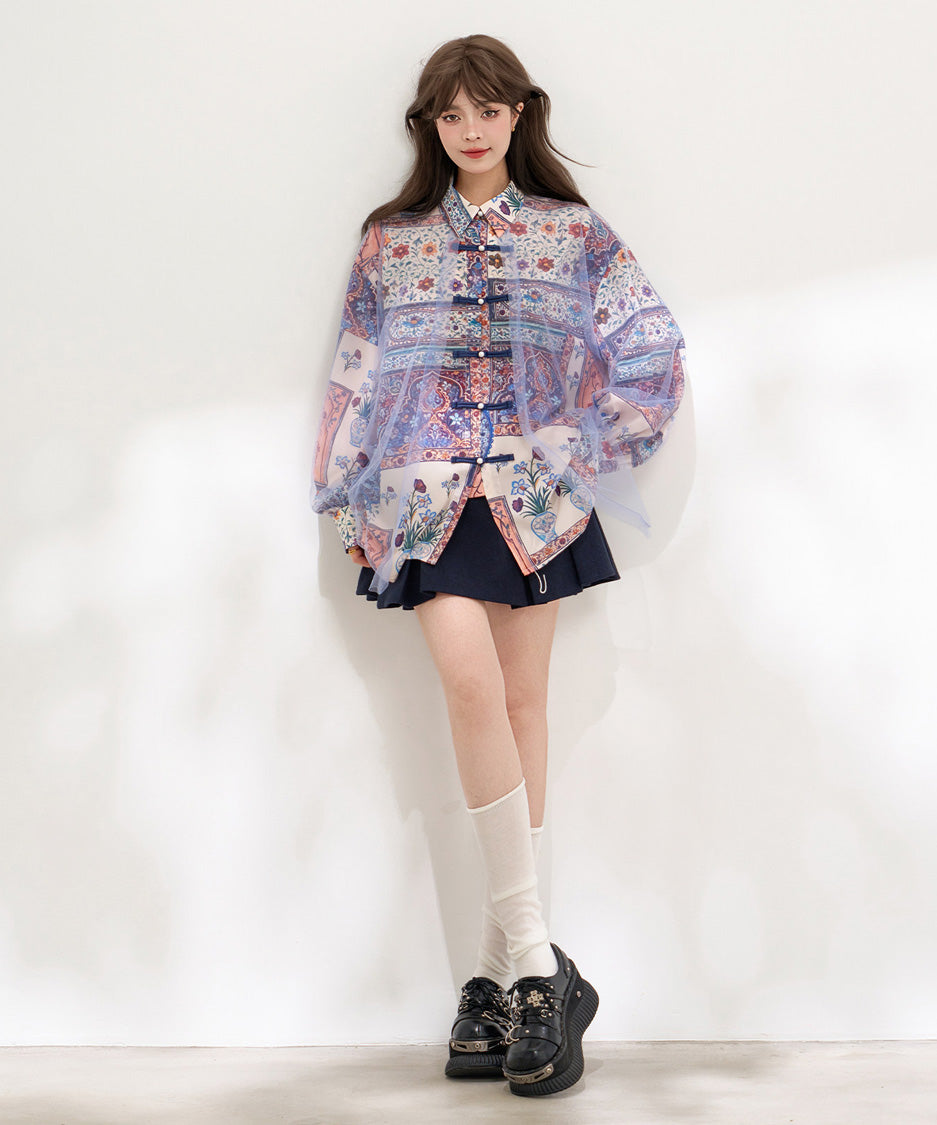 Mosaic Veil Toggle Blouse
