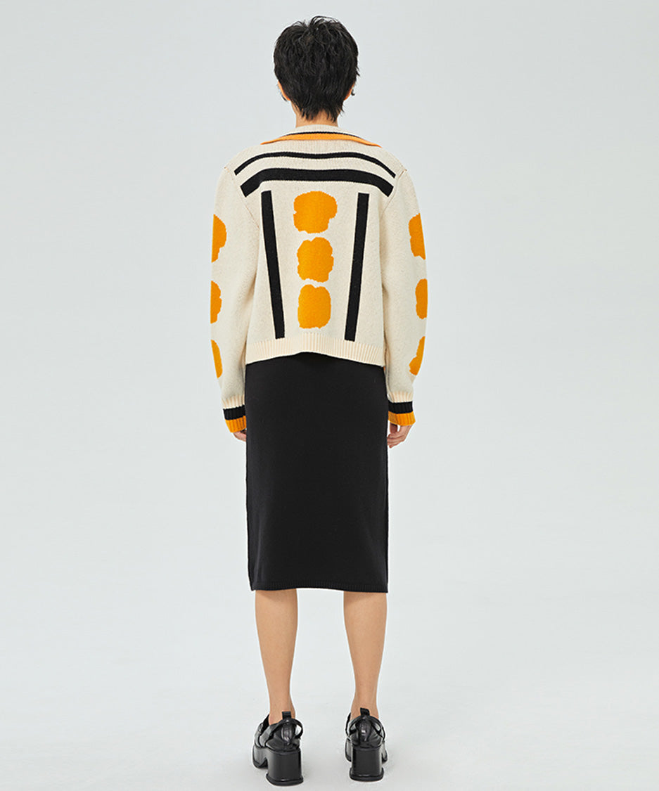 Pattern Knit Collar Cardigan