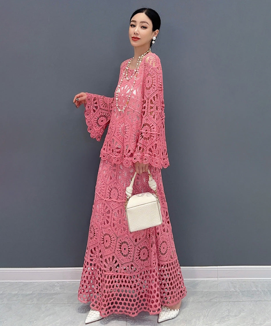 Lace Flow Top＆Skirt Co-ord