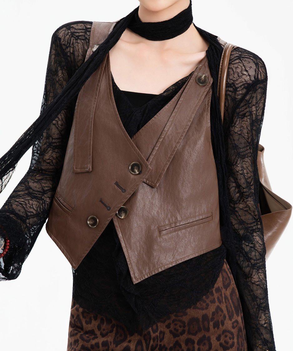 Contrast Button Tailored Vest