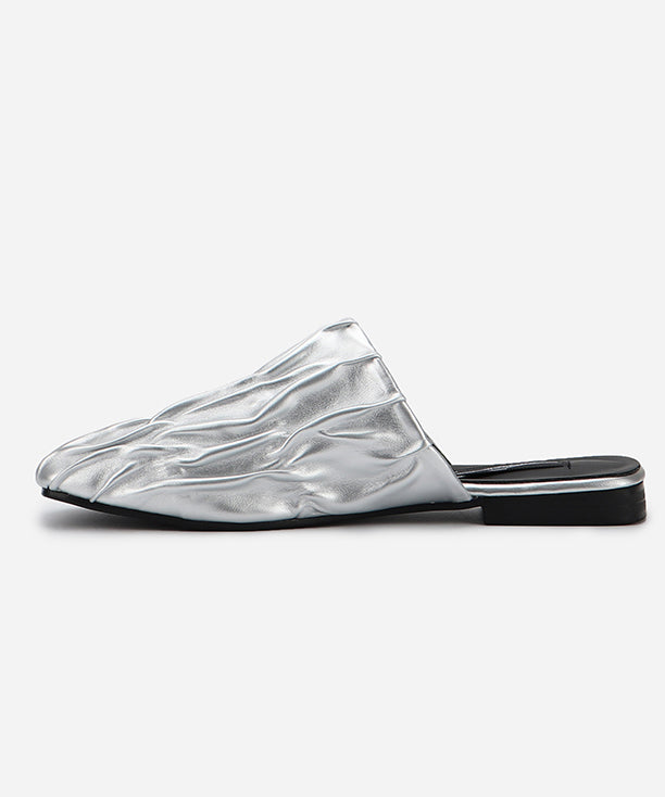 Crinkle Square Backless Mules