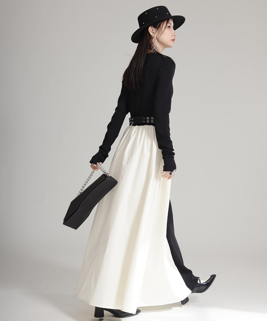 Mono Contrast Panel Dress