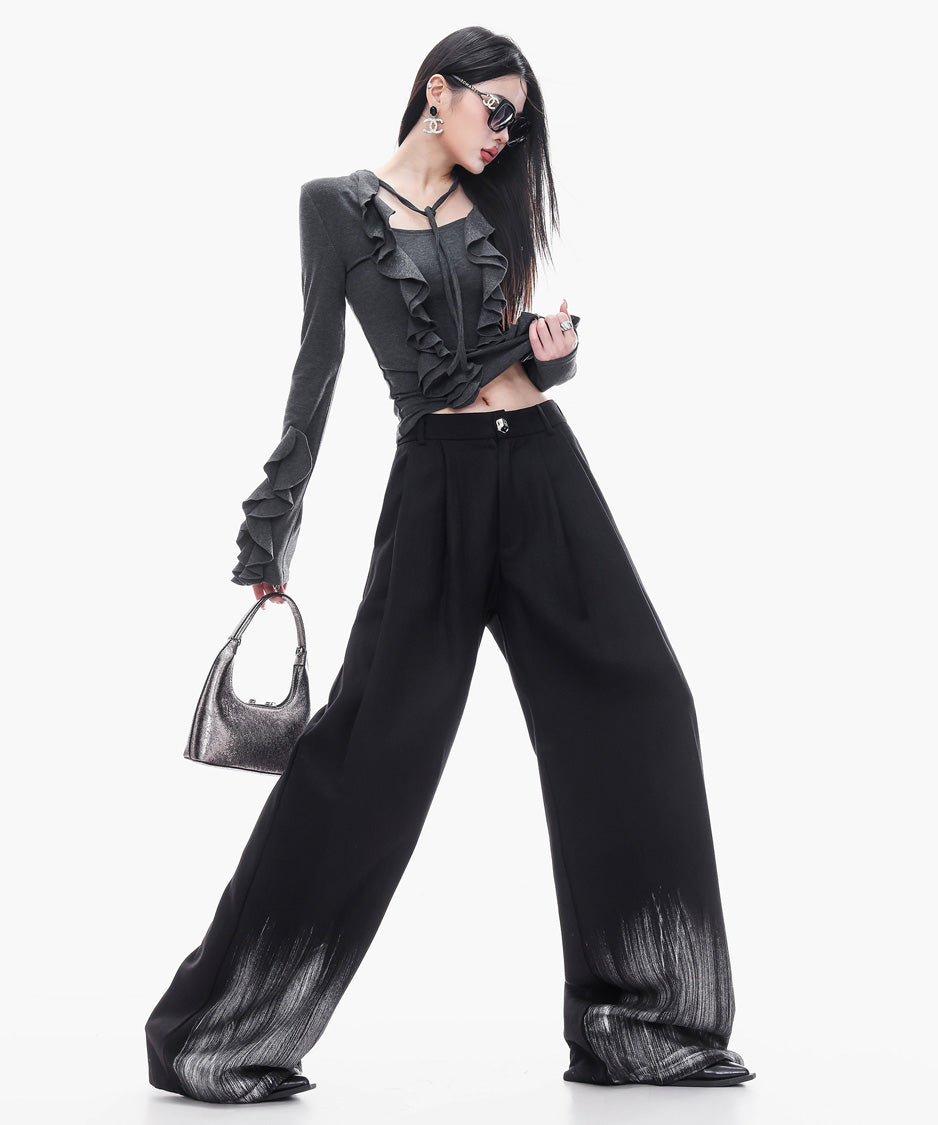 Ruffle Trim Slim Fit Top
