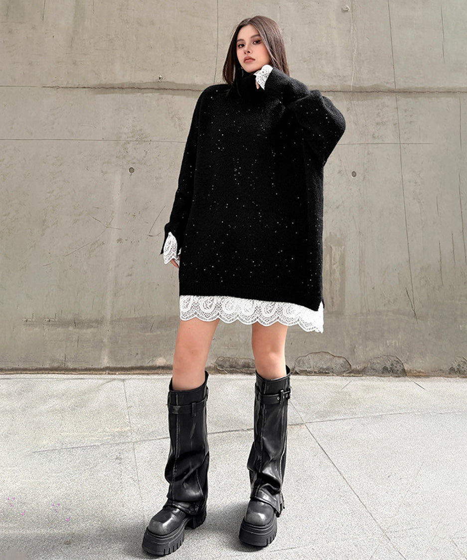 Sparkle Lace Hem Dress