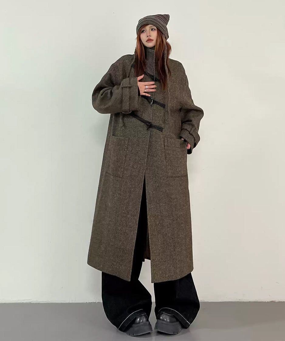 Herringbone Toggle Long Coat