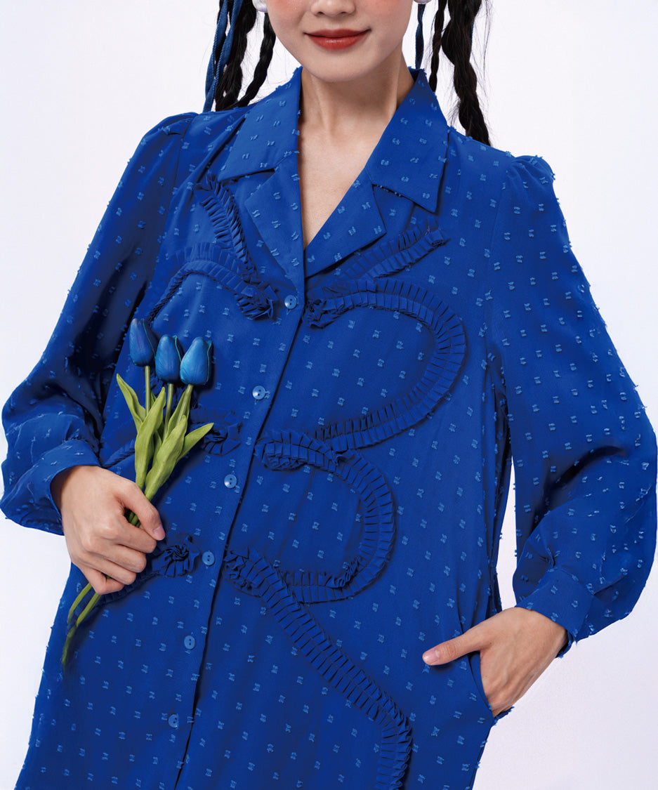 Ribbon Applique Shirt Dress