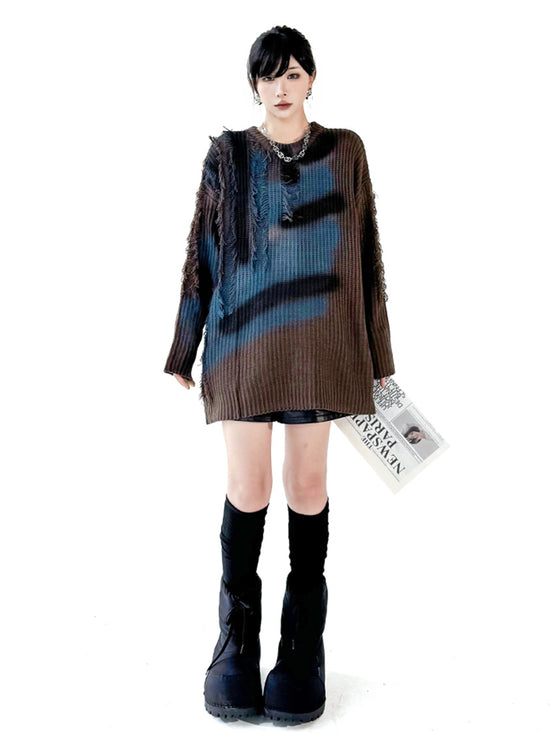 Fringe Gradient Knit Sweater