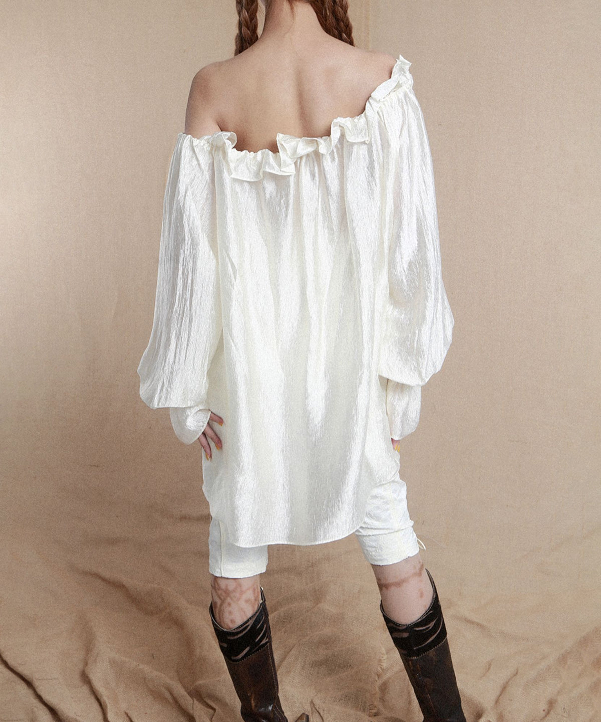 Frill Off-Shoulder Sheer Top