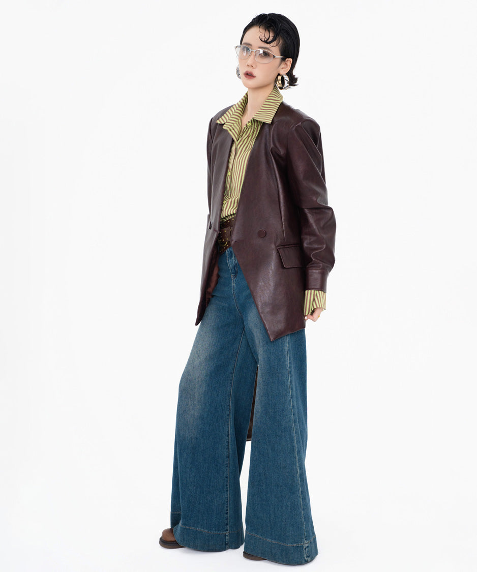 Wide Flare Denim Pants