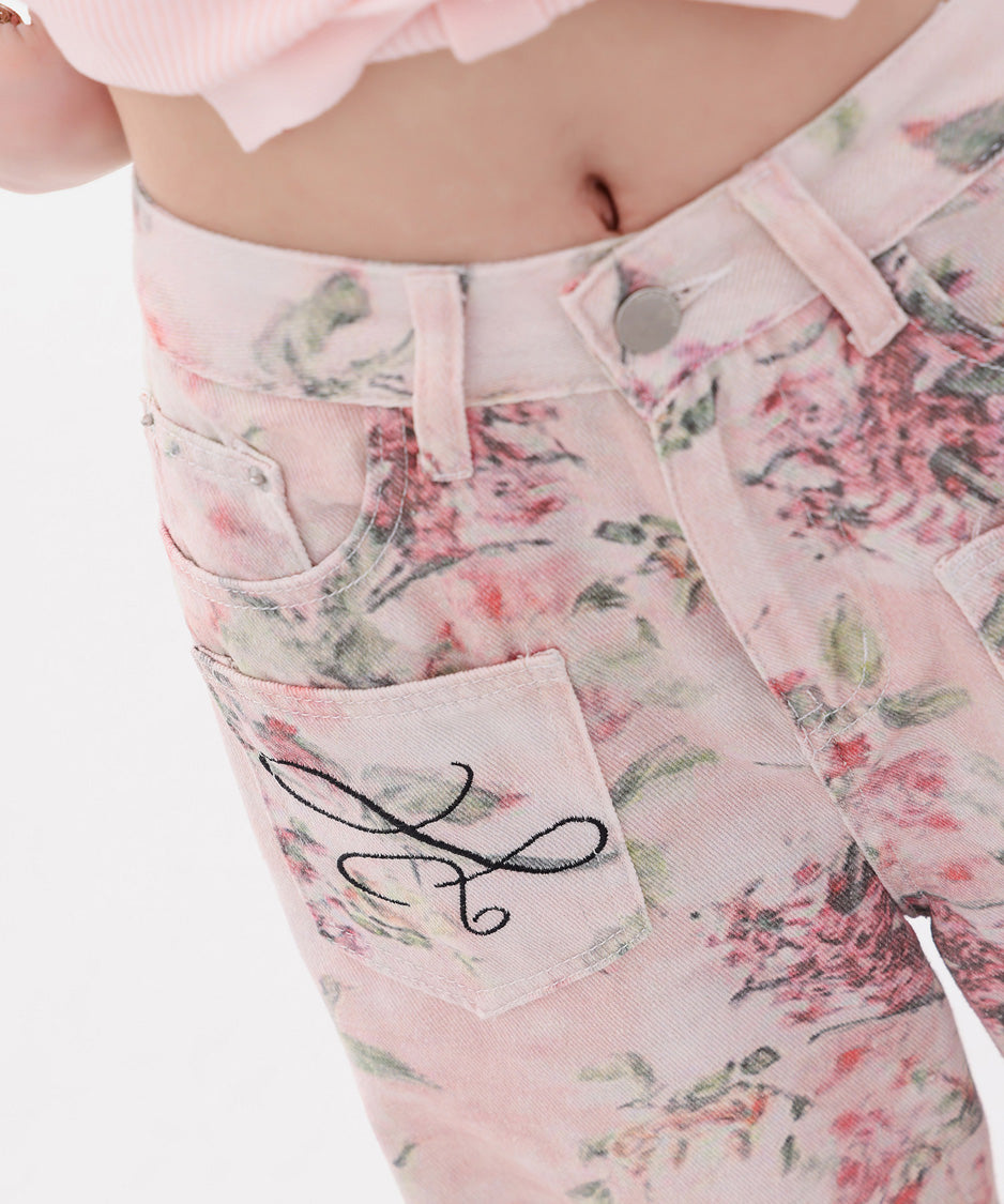 Floral Script Pocket Wide Pants