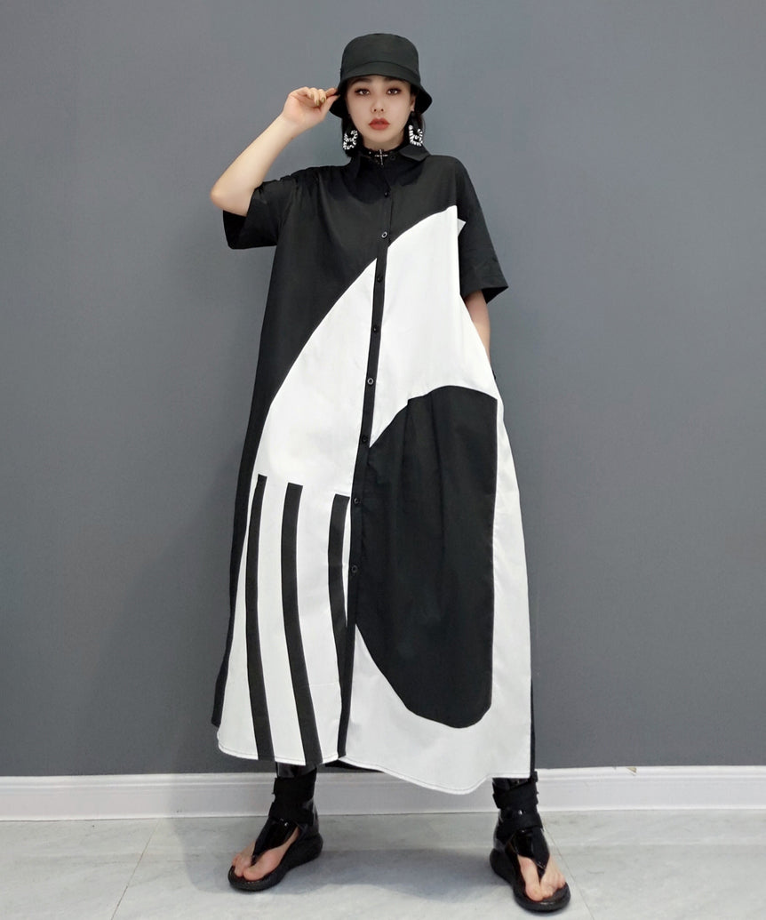 Monotone Graphic Shirt Dress