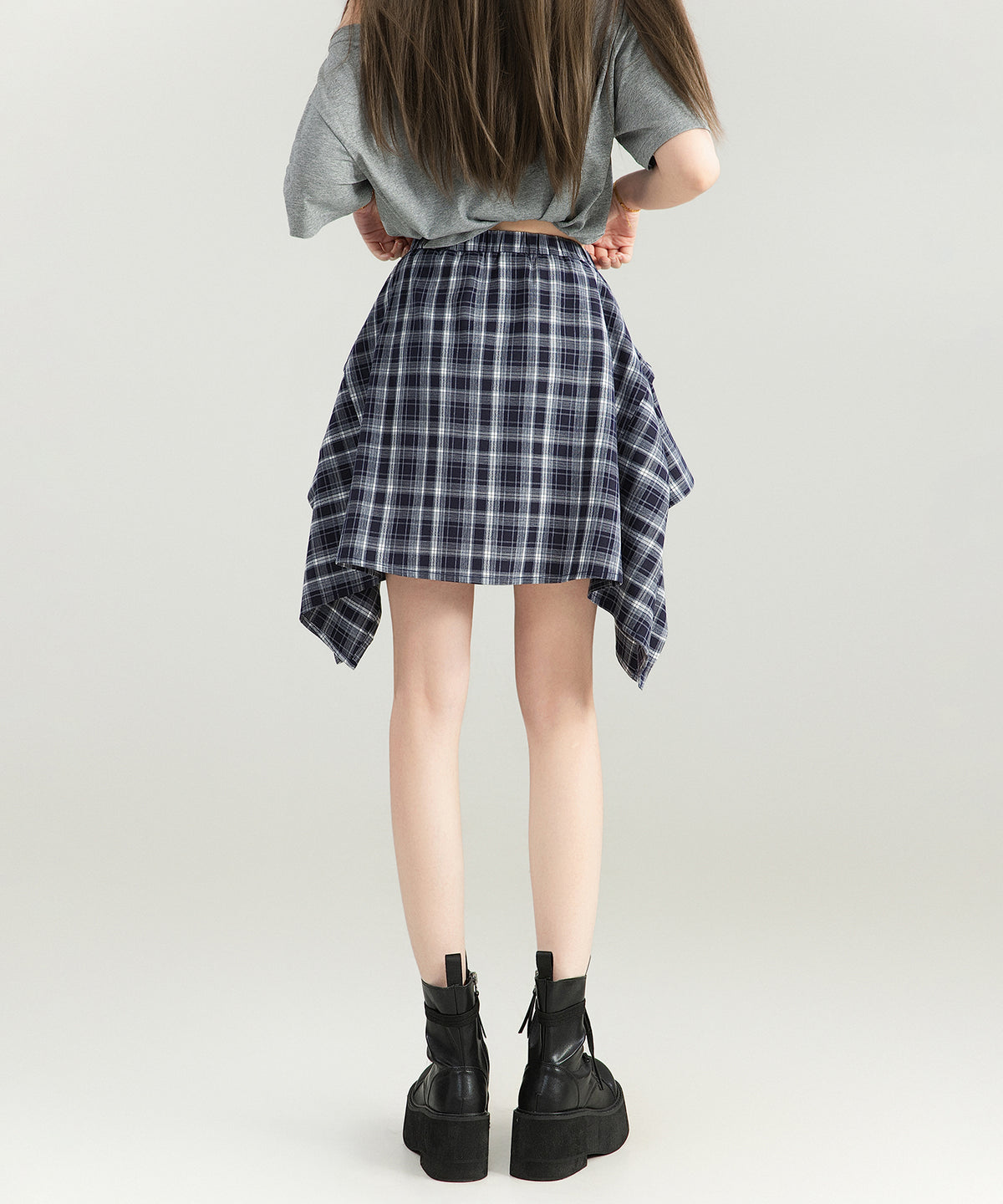 Multi-Drape Plaid Mini Skirt