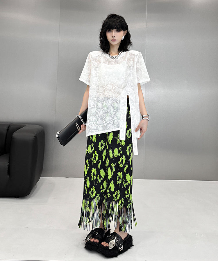 Floral Lace Slit Top