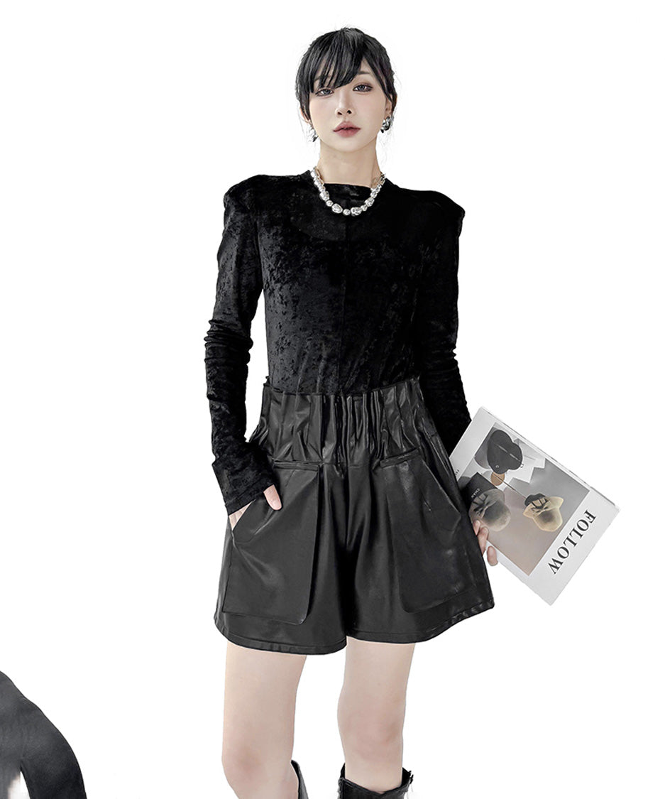Glossy Wide Short Pants