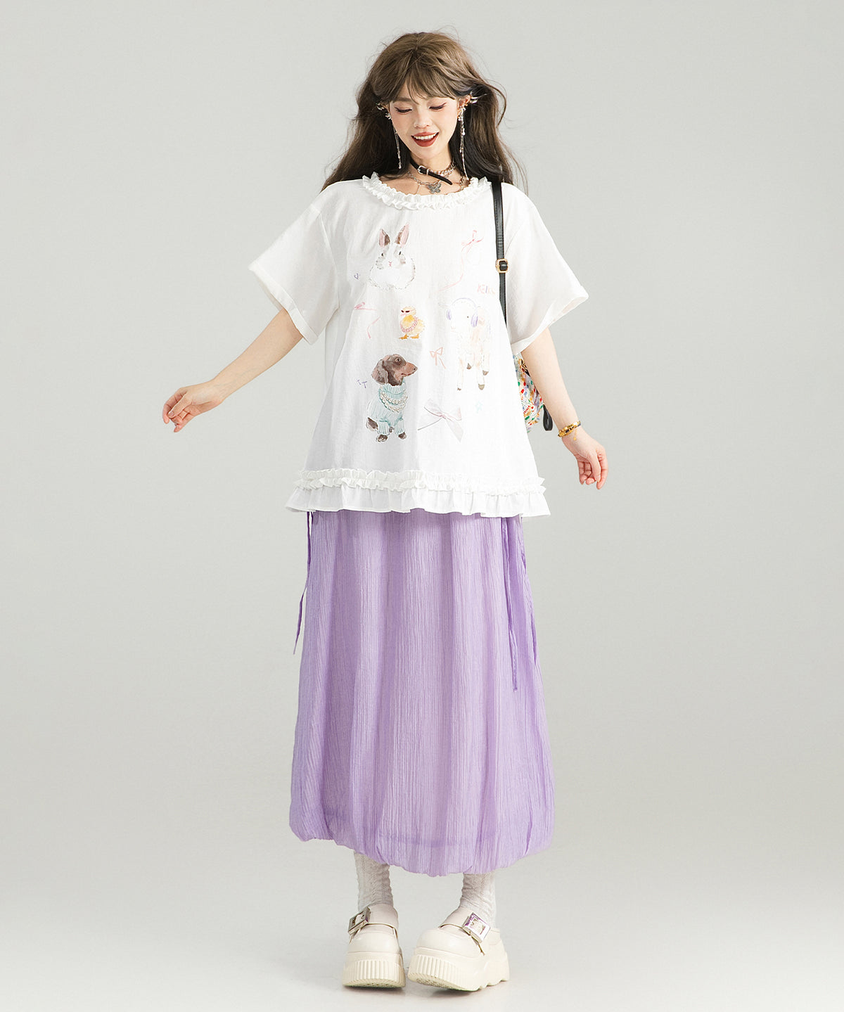 Sheer Balloon Hem Skirt