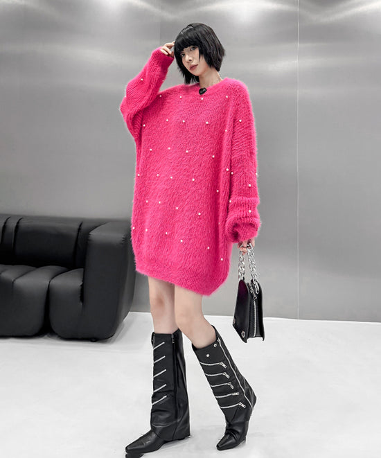 Pearl Accent Fuzzy Sweater