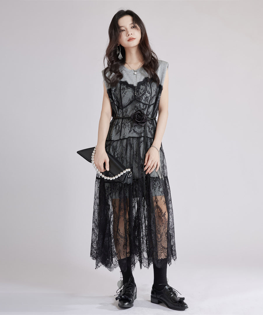 Sheer Black Lace Dress
