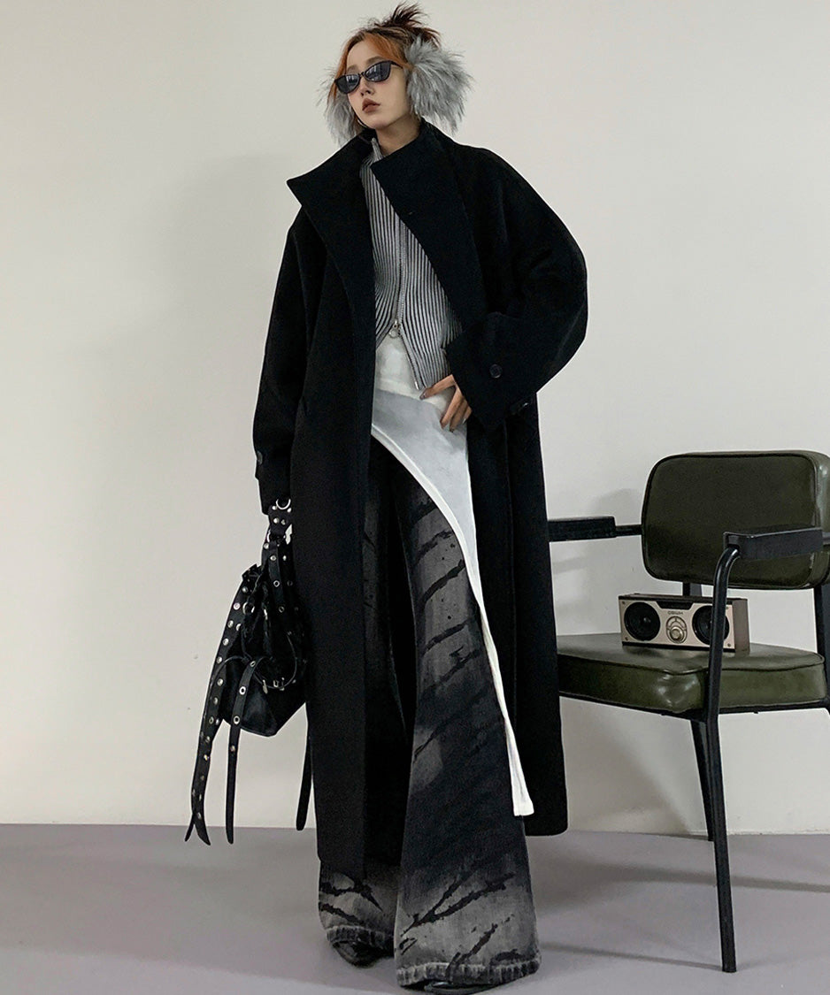 Long Soft Collarless Coat