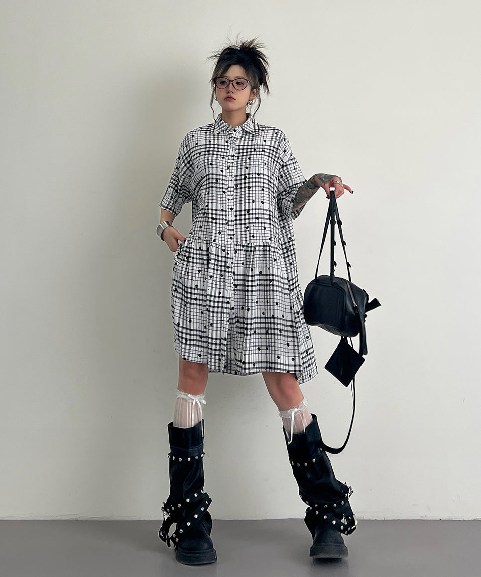 Star Monochrome Check Dress