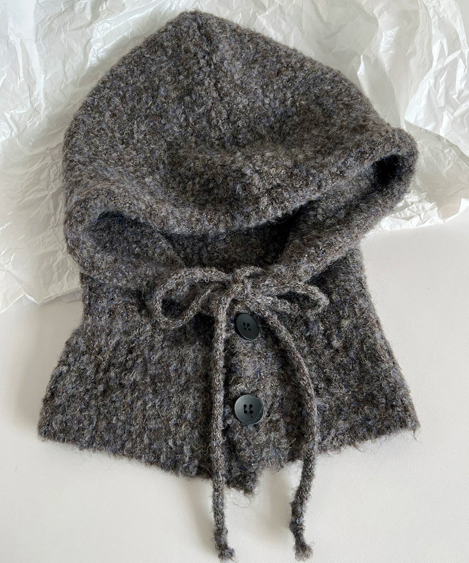 Ribbon Button Knit Balaclava