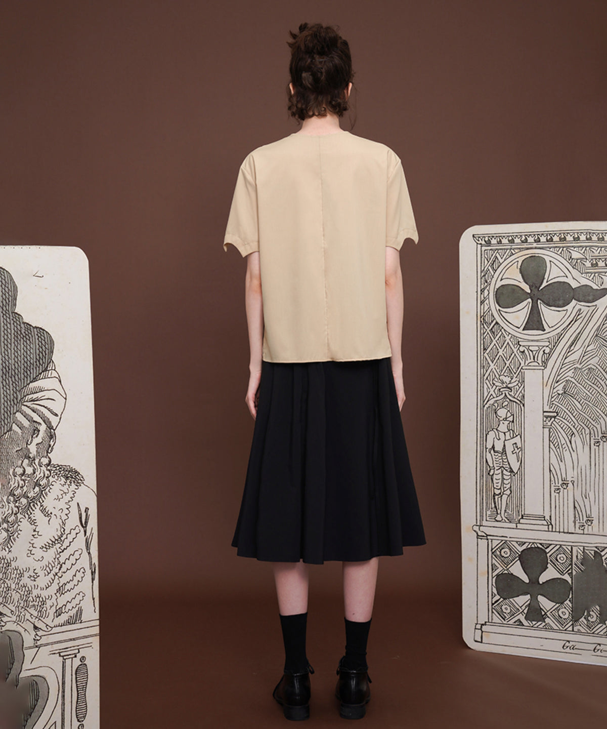 Card Motif Collar Blouse