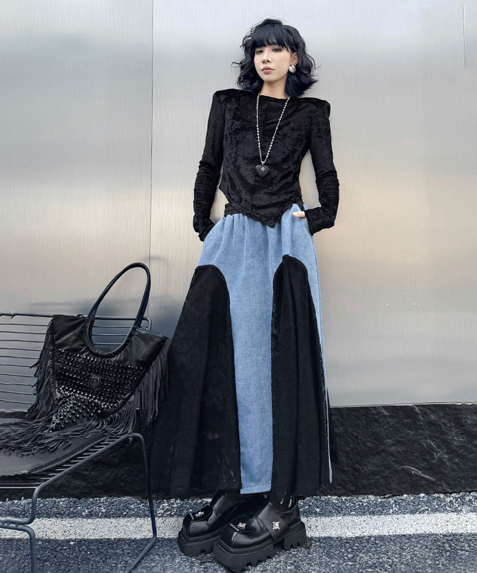 Velvet Edge Structured Long Sleeve Top