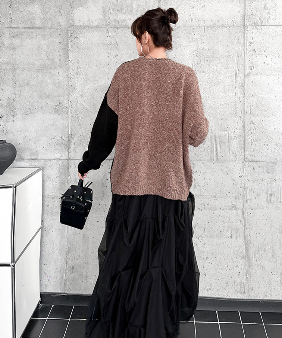Offset Panel Knit Cardigan