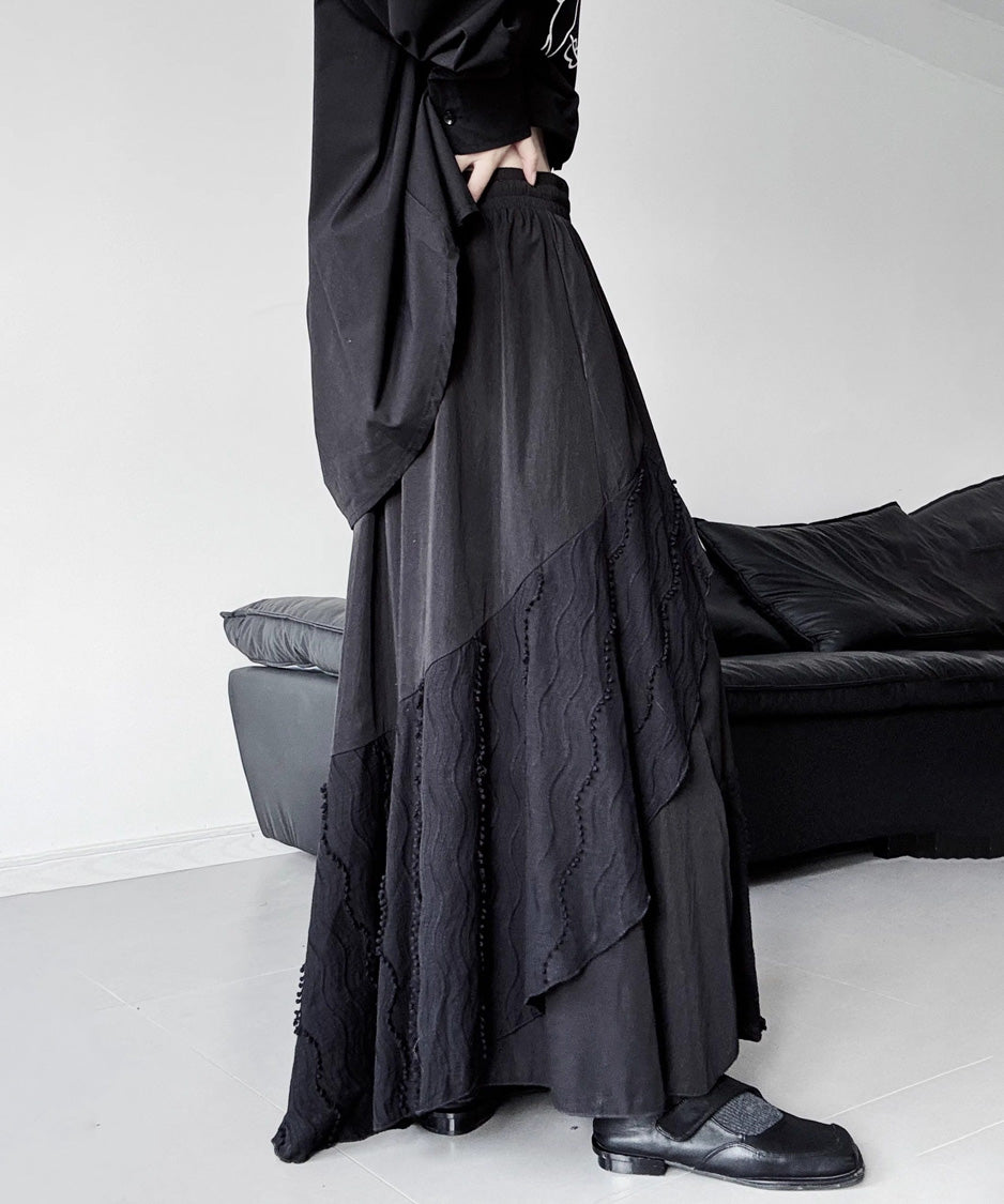 Wave Textured Layered Long Skirt