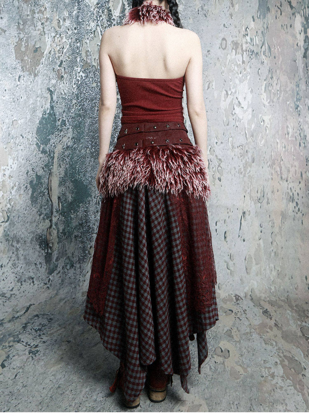 Fur Belt Handkerchief Skirt