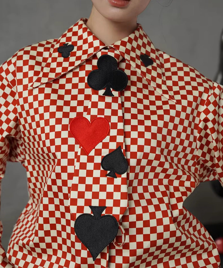 Card Suit Applique Narrow Tie