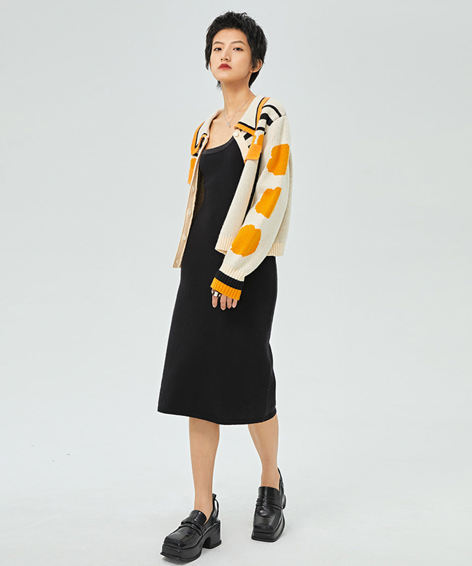 Pattern Knit Collar Cardigan