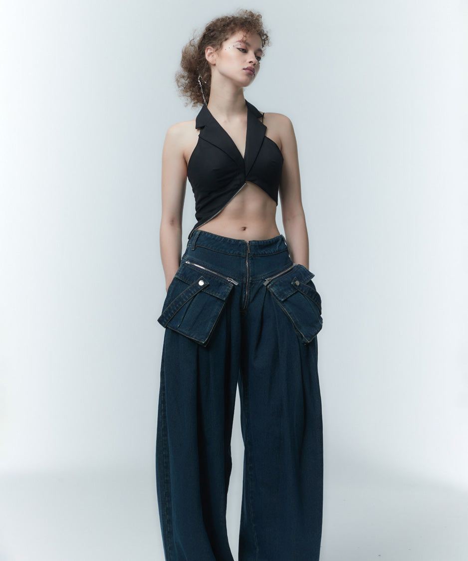 Pocket Layer Curve Pants