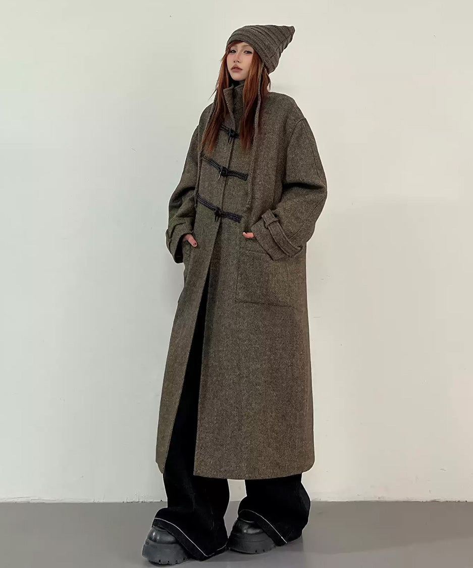Herringbone Toggle Long Coat