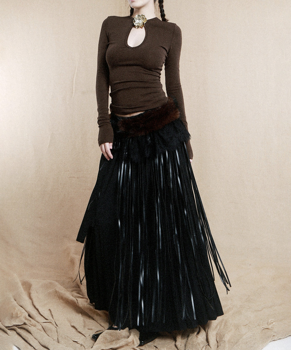 Faux Fur Fringe Wrap Belt