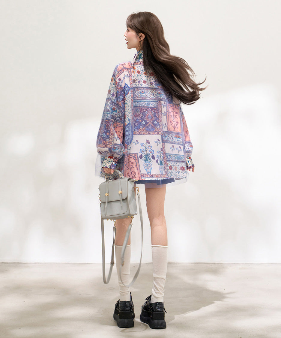 Mosaic Veil Toggle Blouse