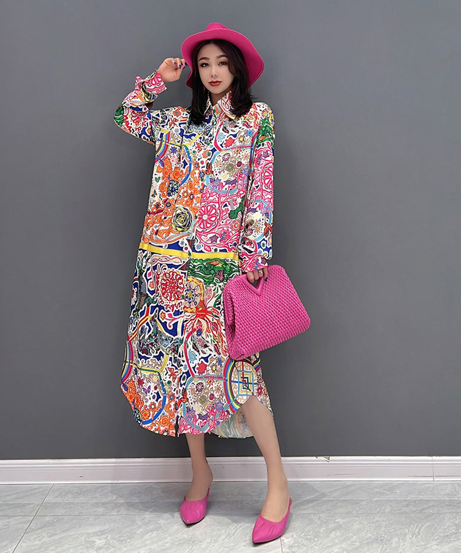 Kaleido Patch Shirt Dress
