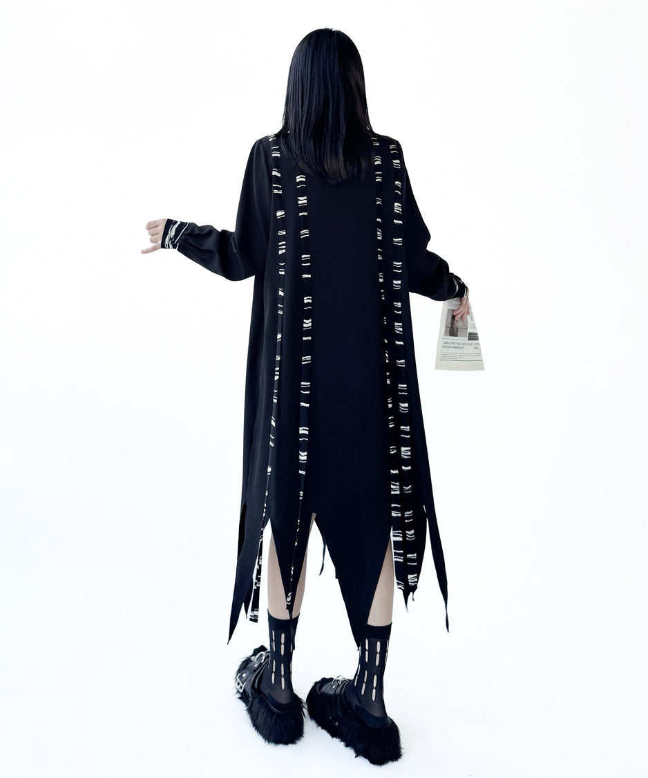 Graphic Stripe Panel Shirt Dress