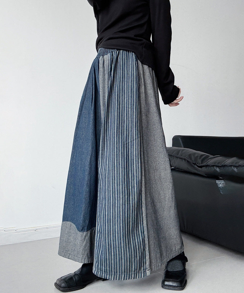 Mixed Fabric Panel Pants