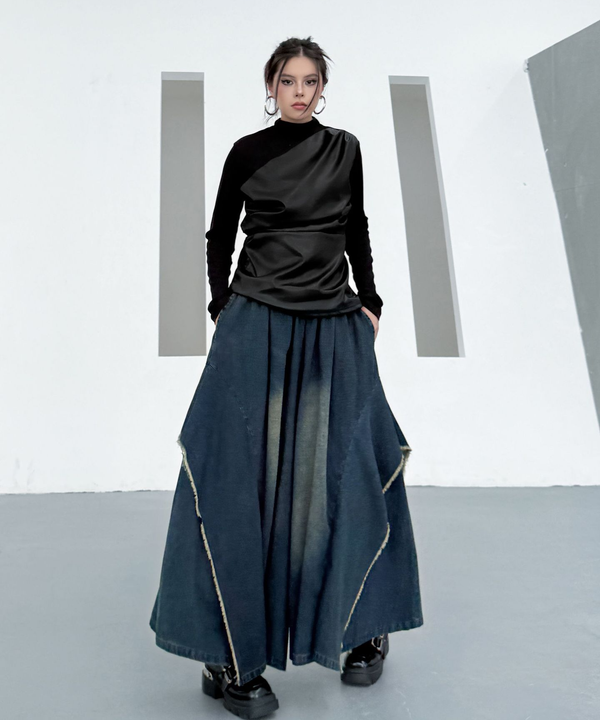 Frayed Flare Wide Pants