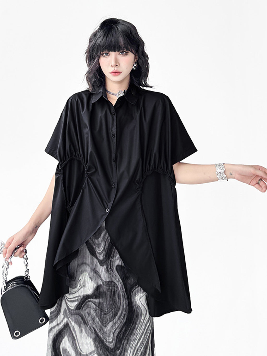 Layer Flare Gathered Blouse