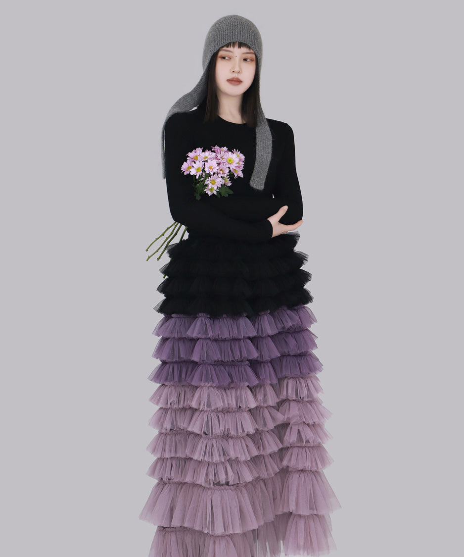 Cascade Frill Long Skirt