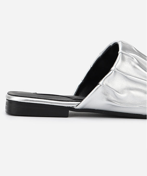 Crinkle Square Backless Mules